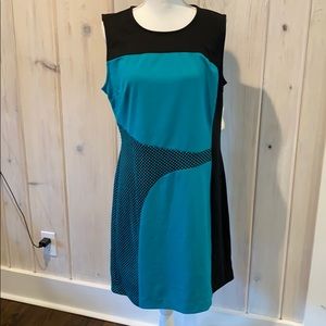 Eci Blue and Black Printed Dress